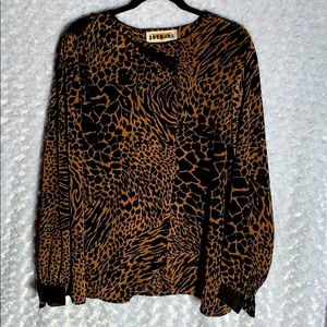 Wrap front animal print blouse